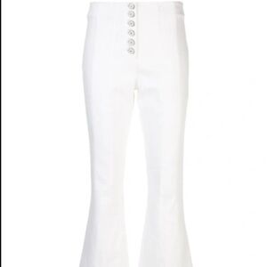 Cinq à Sept | Carolina | Button Front High-Rise Flare Jeans | White | Size 2